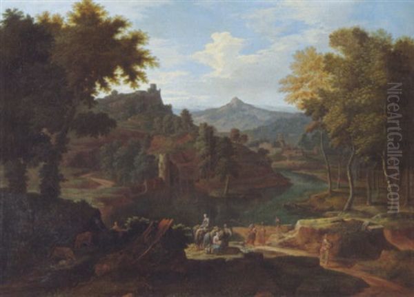 Landschaft Mit Figuren Oil Painting by Hendrick Frans van Lint