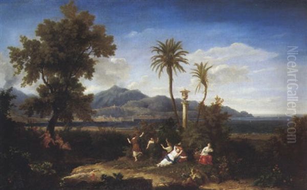 Orphee Et Eurydice Dans Un Grand Paysage Oil Painting by Hendrick Frans van Lint