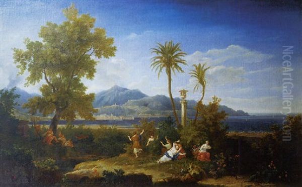 Orphee Et Eurydice Dans Un Grand Paysage Oil Painting by Hendrick Frans van Lint