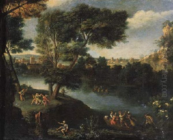 A Fete Champetre Oil Painting by Hendrick Frans van Lint