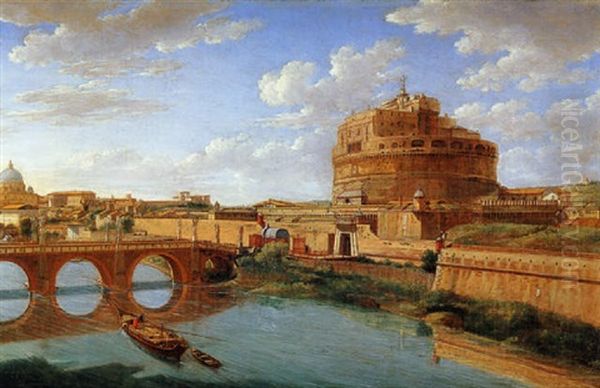 View Of The Castel Saint' Angelo, Rome Oil Painting by Hendrick Frans van Lint