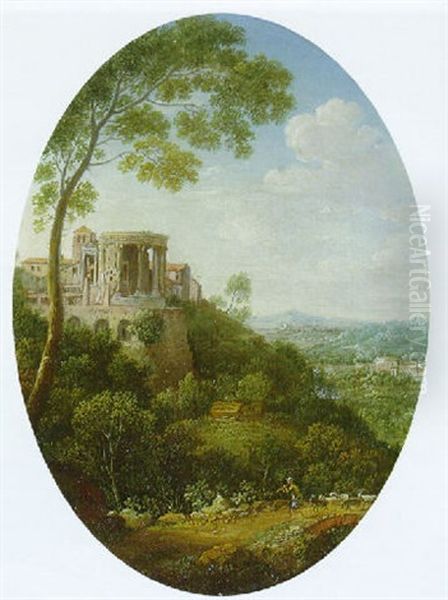 View Of The Temple Of The Sybil, Tivoli Oil Painting by Hendrick Frans van Lint