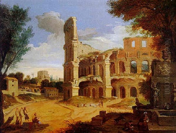 Landscape With The Colisseum Oil Painting by Hendrick Frans van Lint