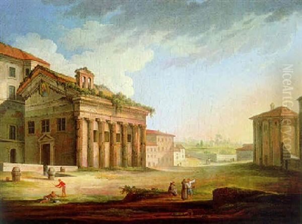 Il Foro Boario A Roma Oil Painting by Hendrick Frans van Lint