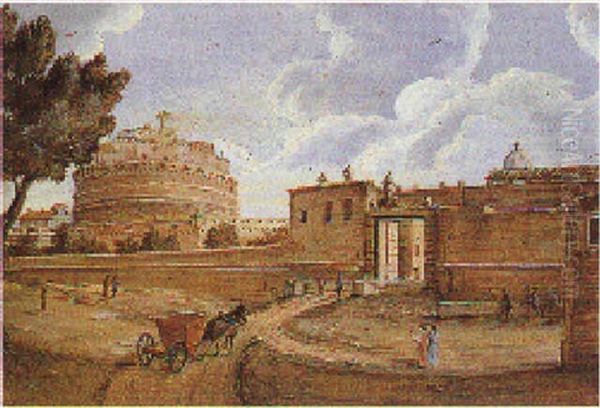 Roma, Piazza Della Rotonda Oil Painting by Hendrick Frans van Lint