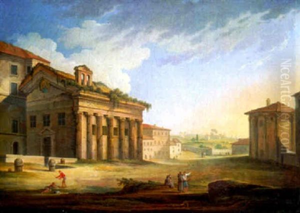 The Forum Boarium, Rome Oil Painting by Hendrick Frans van Lint