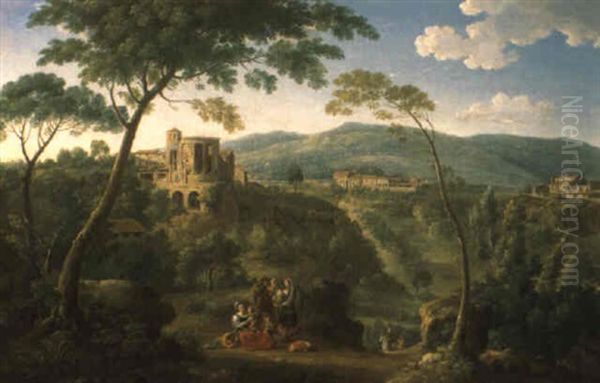 Veduta Del Tempio Della Sibilla A Tivoli Oil Painting by Hendrick Frans van Lint