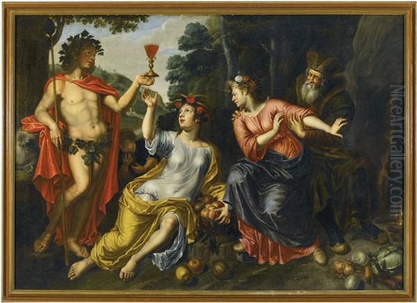 Bacchus, Ceres, Proserpina And Pluto Oil Painting by Peter Van Lint