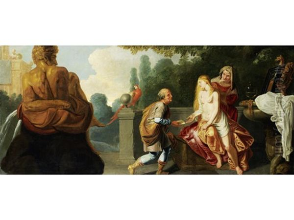 David And Bathsheba Oil Painting by Peter Van Lint