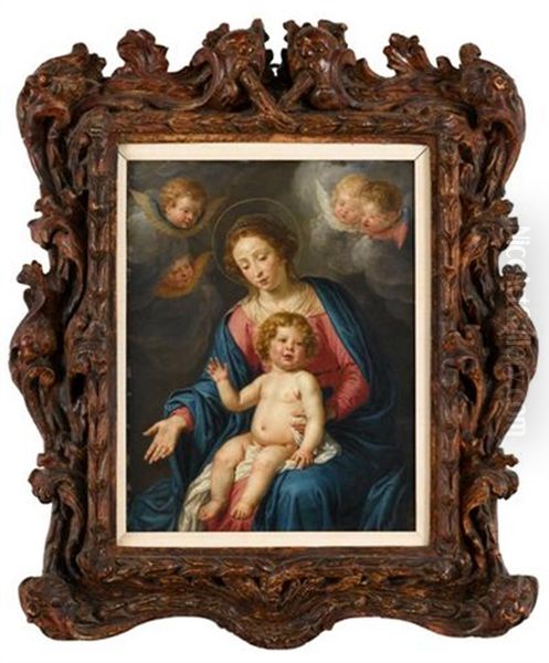 Virgin And Child Oil Painting by Peter Van Lint