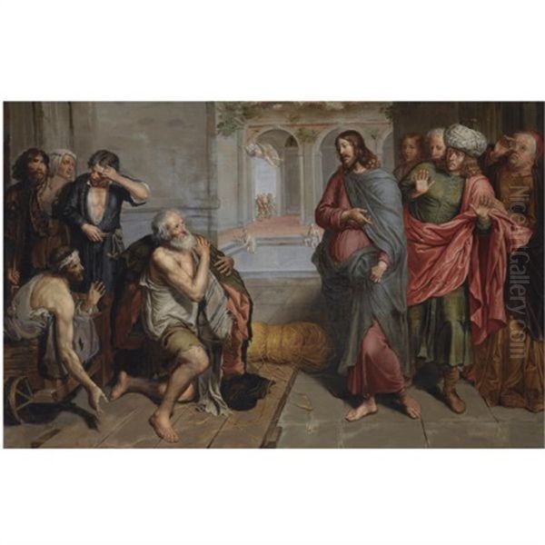 Christ Healing The Sick At Bethesda Oil Painting by Peter Van Lint