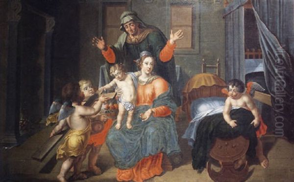 La Sainte Famille Avec Des Anges by Peter Van Lint