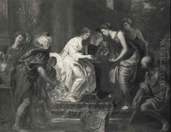 Artemisia Mourning The Death Of Her Husband, Mausolus Oil Painting by Peter Van Lint