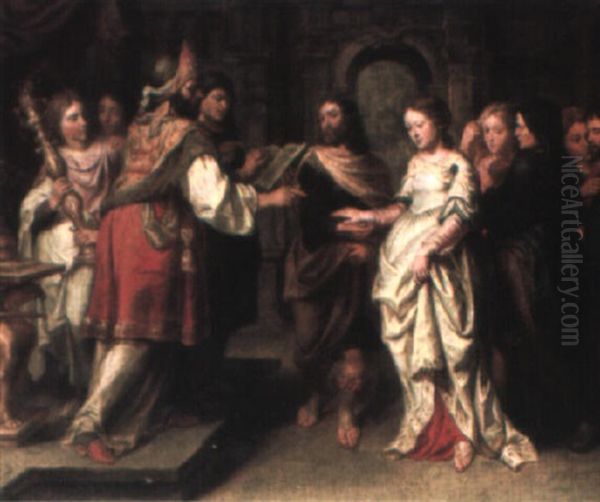 The Marriage Of The Virgin Oil Painting by Peter Van Lint