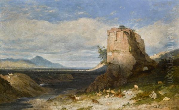 The Temple Of Female Fortune With The Acqua Felice Oil Painting by William Linton