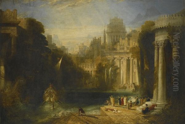 A City Of Ancient Greece Oil Painting by William Linton