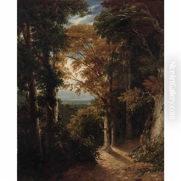 A View Of A Grove From Lord Northwick's Villa At Harrow Oil Painting by William Linton