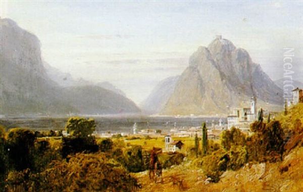 Lugano With Monte San Salvatore Oil Painting by William Linton