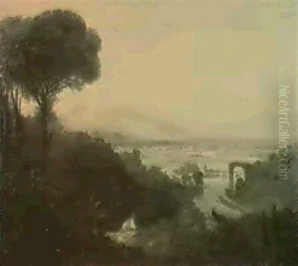 The Broken Bridge At Narni Near Orvieto Oil Painting by William Linton