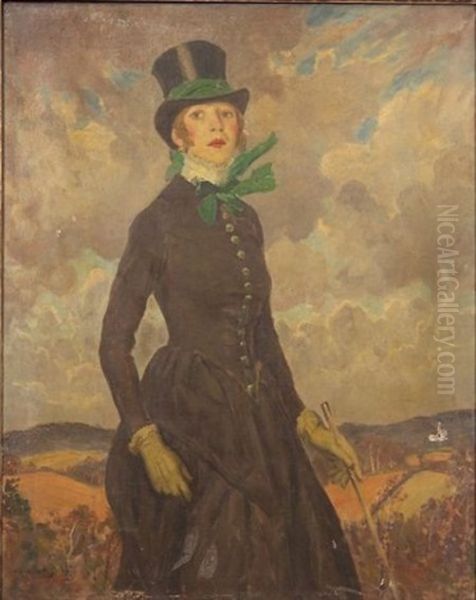 Leonie In Costume Riding Habit Oil Painting by Edward Barnard Lintott