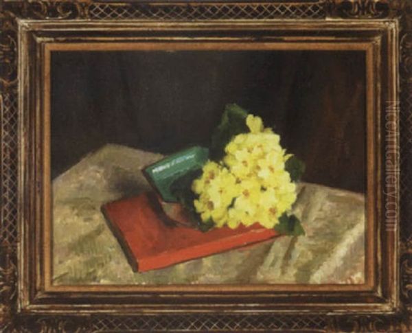 Yellow Primroses And Red Book by Edward Barnard Lintott