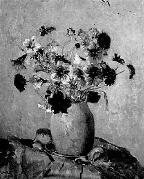 Salpiglossus: A Floral Still Life Oil Painting by Edward Barnard Lintott