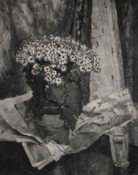 Cineraria And Newspaper Oil Painting by Edward Barnard Lintott