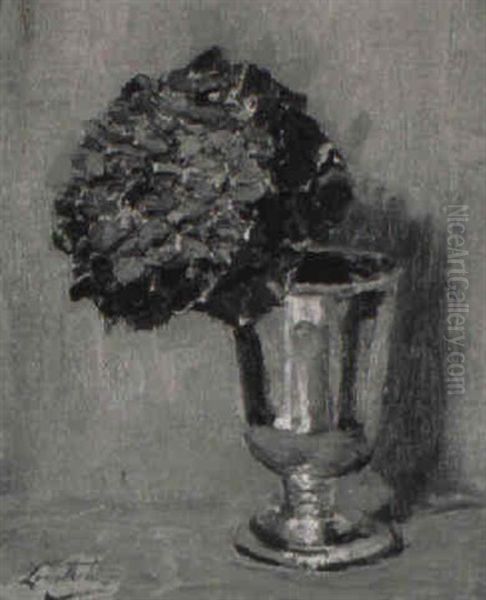 Goblet With Hydrangea Oil Painting by Edward Barnard Lintott