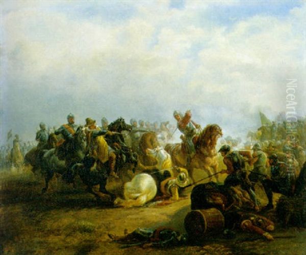 De Veldslag Bij Heiligerlee Oil Painting by Ferdinand Ernst Lintz