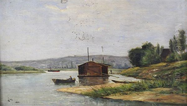 La Seine Au Pecq Oil Painting by Paul Louis Frederic Liot