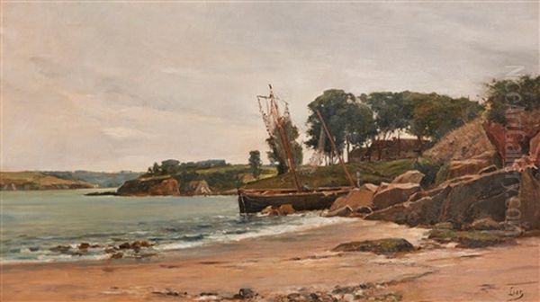 Bateau Dans La Crique Oil Painting by Paul Louis Frederic Liot