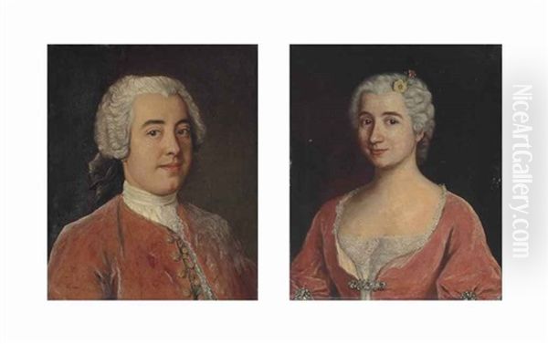 Portrait Of Pierre Philippe Cannac D'hauteville (1705-1785), Baron De Saint-legier-la Chiesaz; Portrait Of Anne-andrienne Huber (1704-1777) (pair) Oil Painting by Jean Etienne Liotard