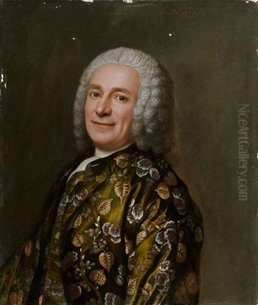 Portrait D'homme A La Veste De Soie Oil Painting by Jean Etienne Liotard