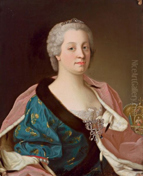 Bildnis Der Kaiserin Maria Theresia Mit Einer Brillantenbrosche Oil Painting by Jean Etienne Liotard