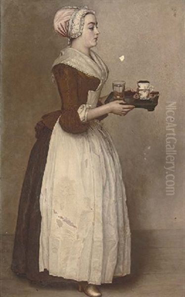 La Belle Chocolatiere Oil Painting by Jean Etienne Liotard