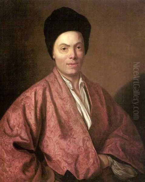 Portrait D'homme A La Robe D'interieur Rouge Oil Painting by Jean Etienne Liotard