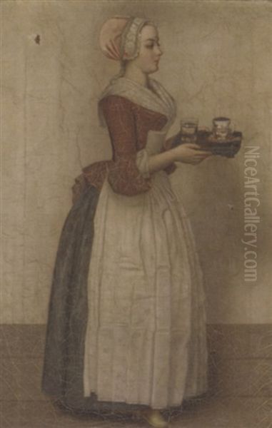 La Belle Chocolatiere Oil Painting by Jean Etienne Liotard