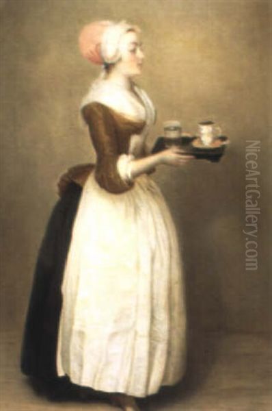 La Belle Chocolatiere Oil Painting by Jean Etienne Liotard