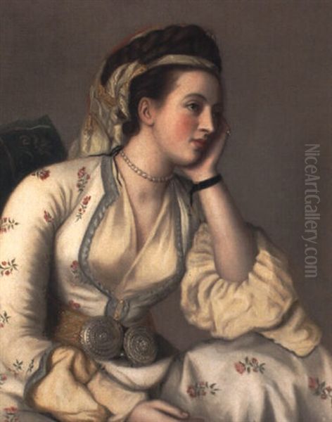 Portrait De Dame (mary Gunning, Comtesse De Coventry?) Oil Painting by Jean Etienne Liotard