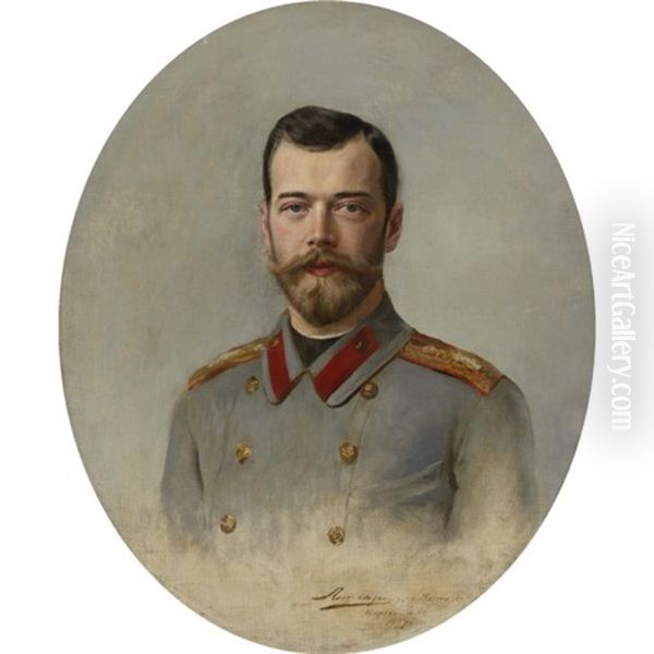 Portrait Of Tsar Nicholas Ii Oil Painting by Ernst Friederich von Liphart