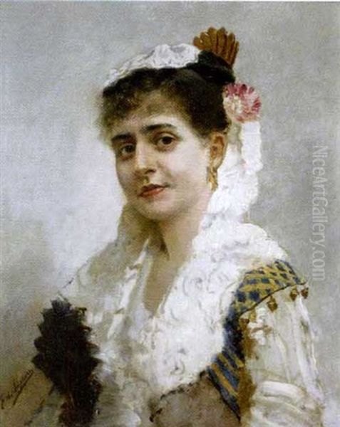 Portrait De Femme En Buste Oil Painting by Ernst Friederich von Liphart