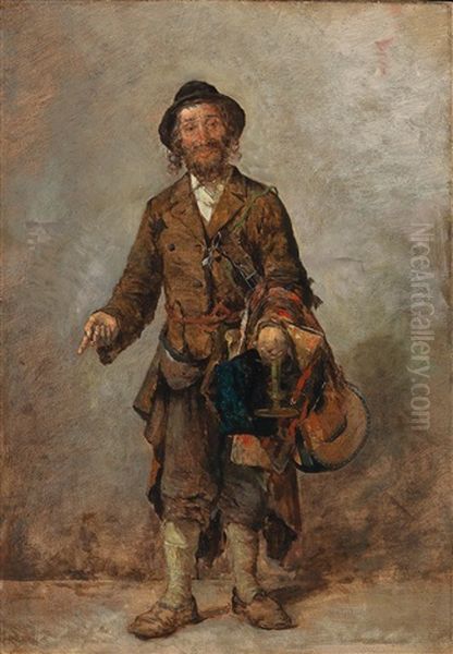 Jewish Peddlar From Eastern Europe Oil Painting by Hipolit Lipinski