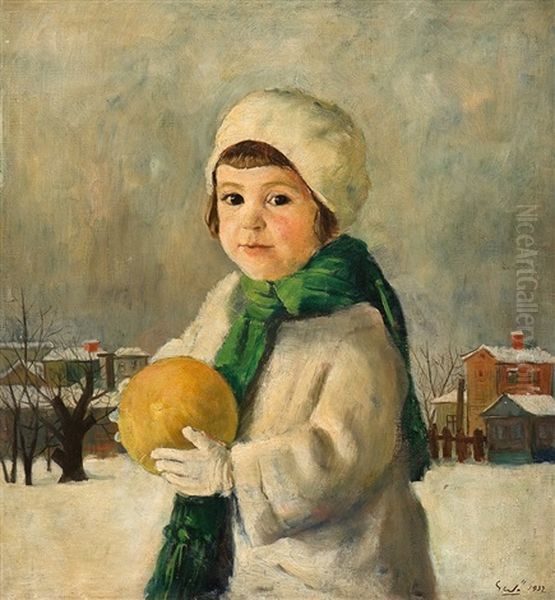 Madchen Mit Gelbem Ball Oil Painting by Gedo Lipot