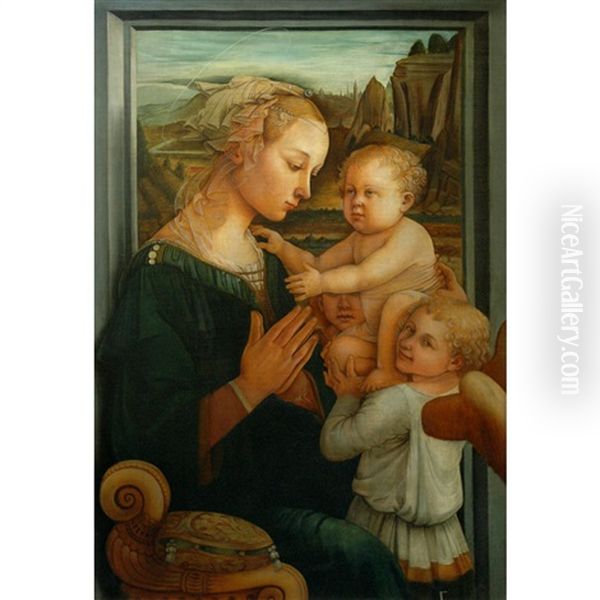 Madonna And Child With An Angel Oil Painting by Filippo (Filippino) Lippi