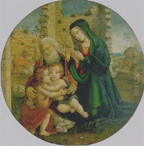 Sacra Famiglia Con San Giovannino Oil Painting by Filippo (Filippino) Lippi