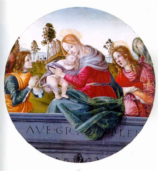 The Madonna And Child With Two Angels Oil Painting by Filippo (Filippino) Lippi