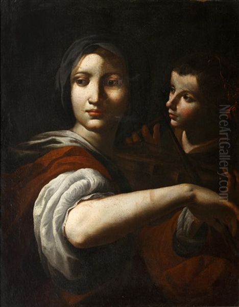 A Young Woman Playing A Lira Da Braccio Oil Painting by Lorenzo Lippi