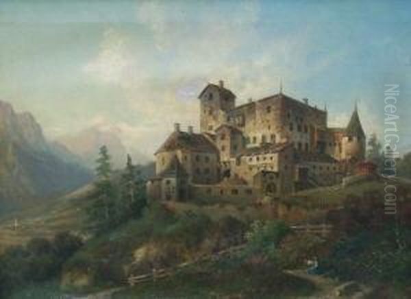 Mittelalterliche Burganlage In Bayern Oil Painting by Hermann Bennekenstein