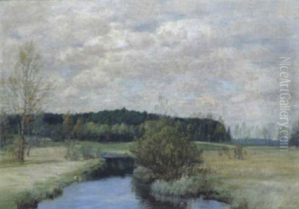 Teichlandschaft Oil Painting by Franz Lippisch