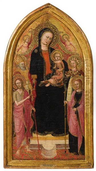 Madonna And Child Enthroned With Saints And Angels Oil Painting by  Lippo d'Andrea (Ambrogio di Baldese)